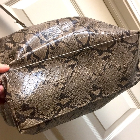 Taupe Snake Print Shoulder Bag - Picture 2 of 10
